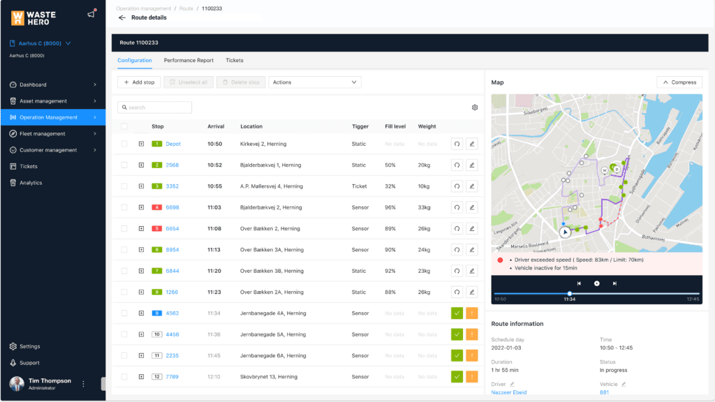 route planning & optimisation in waste management