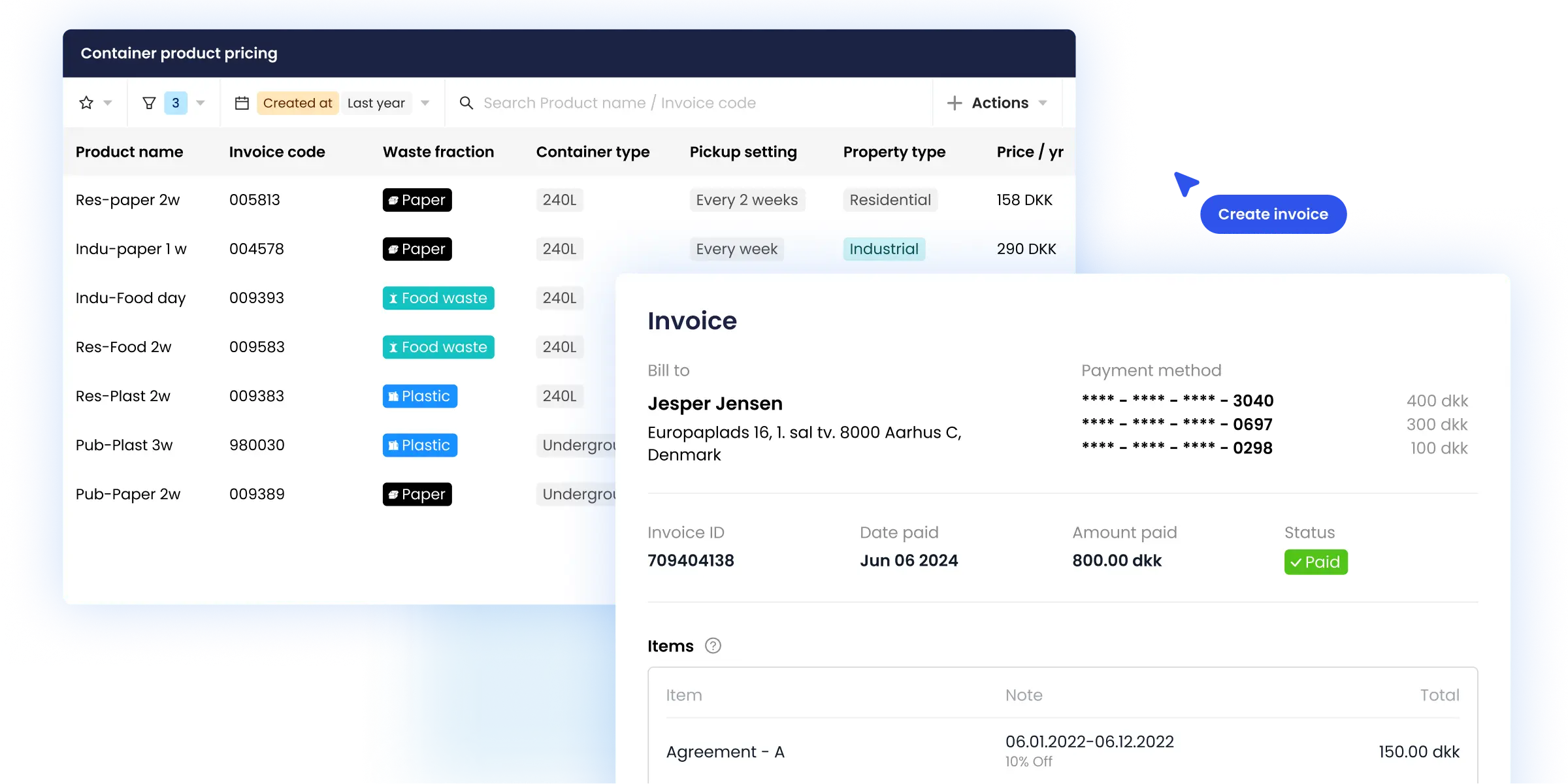 Billing management - WasteHero