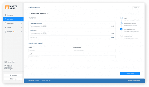 Bulk waste - summary & payment